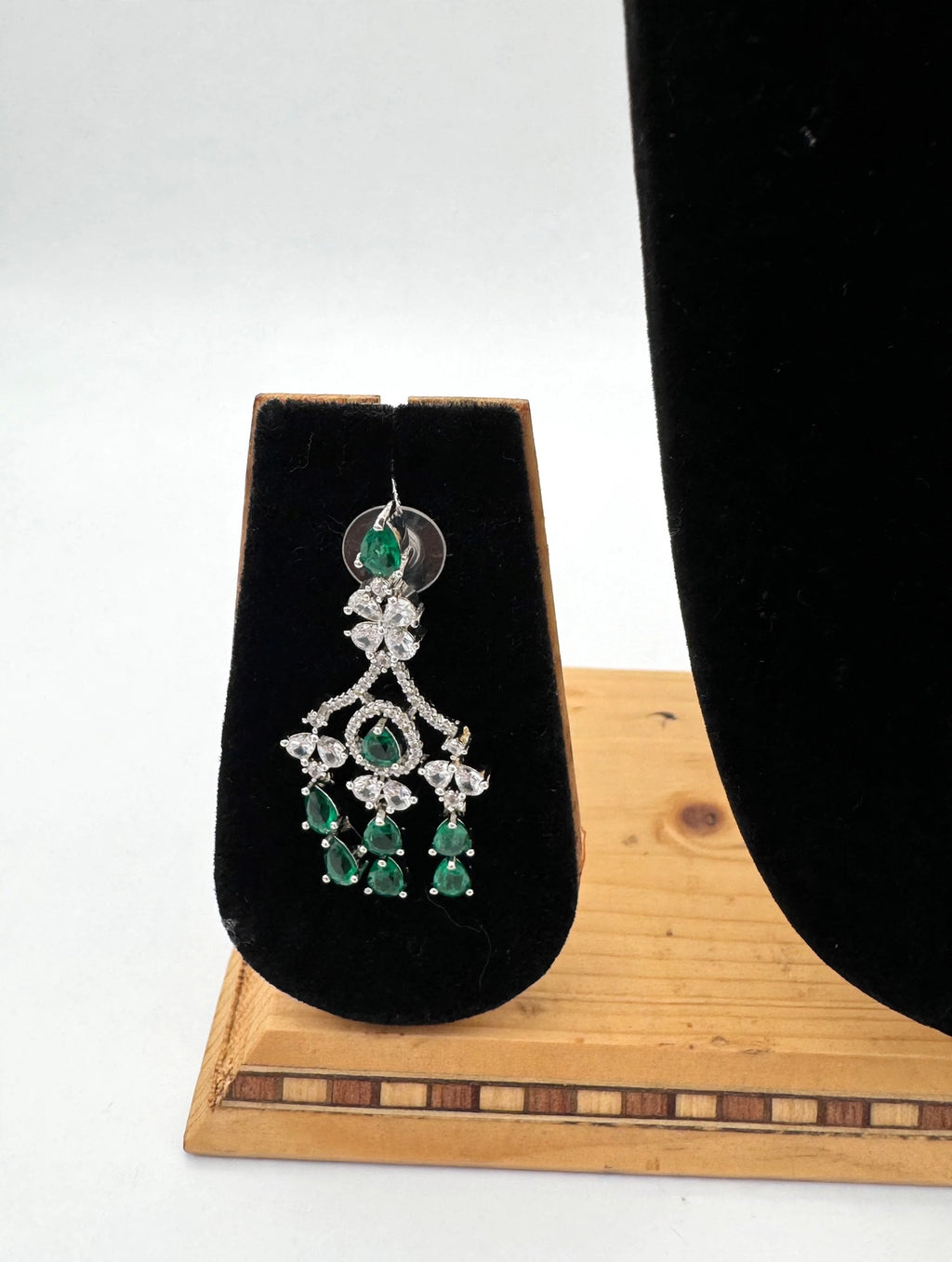 Emerald Green American Diamond Choker Set - Premium AD Necklace with Earrings