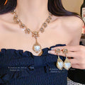 Vintage Pearl Flower Pendant Earrings & Necklace Set